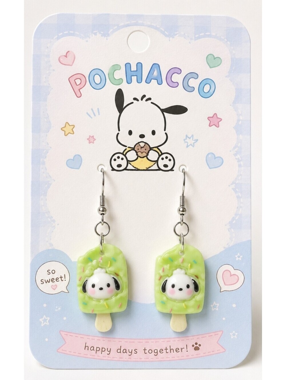 Kawaii Sanrio Hello Kitty Pochacco Ice Cream Popsicle Hypoallergenic Earrings